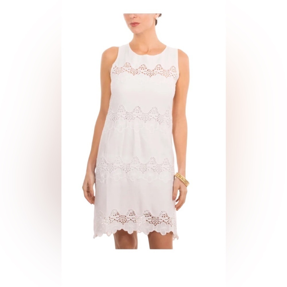 Gretchen Scott The Wave Sheath Dress White Sz. L/12 Coastal Crochet Cottagecore